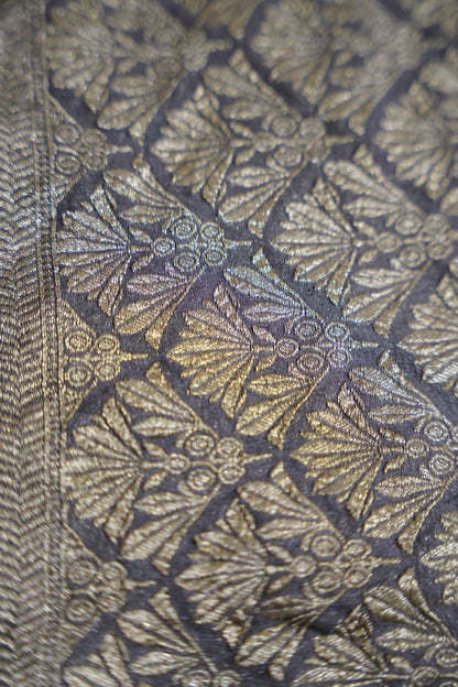 Grey Banaras with Velvet Motifs