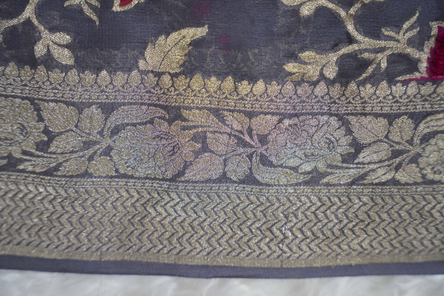 Grey Banaras with Velvet Motifs