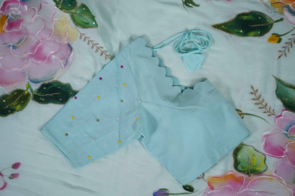 Rainbow Rose Shimoye Chinon Light Blue Saree