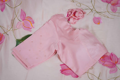 Lotus Painted Shimoye Chinon Peachish Pink Saree
