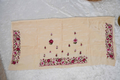 Cream Crepe Saree with Parsi work