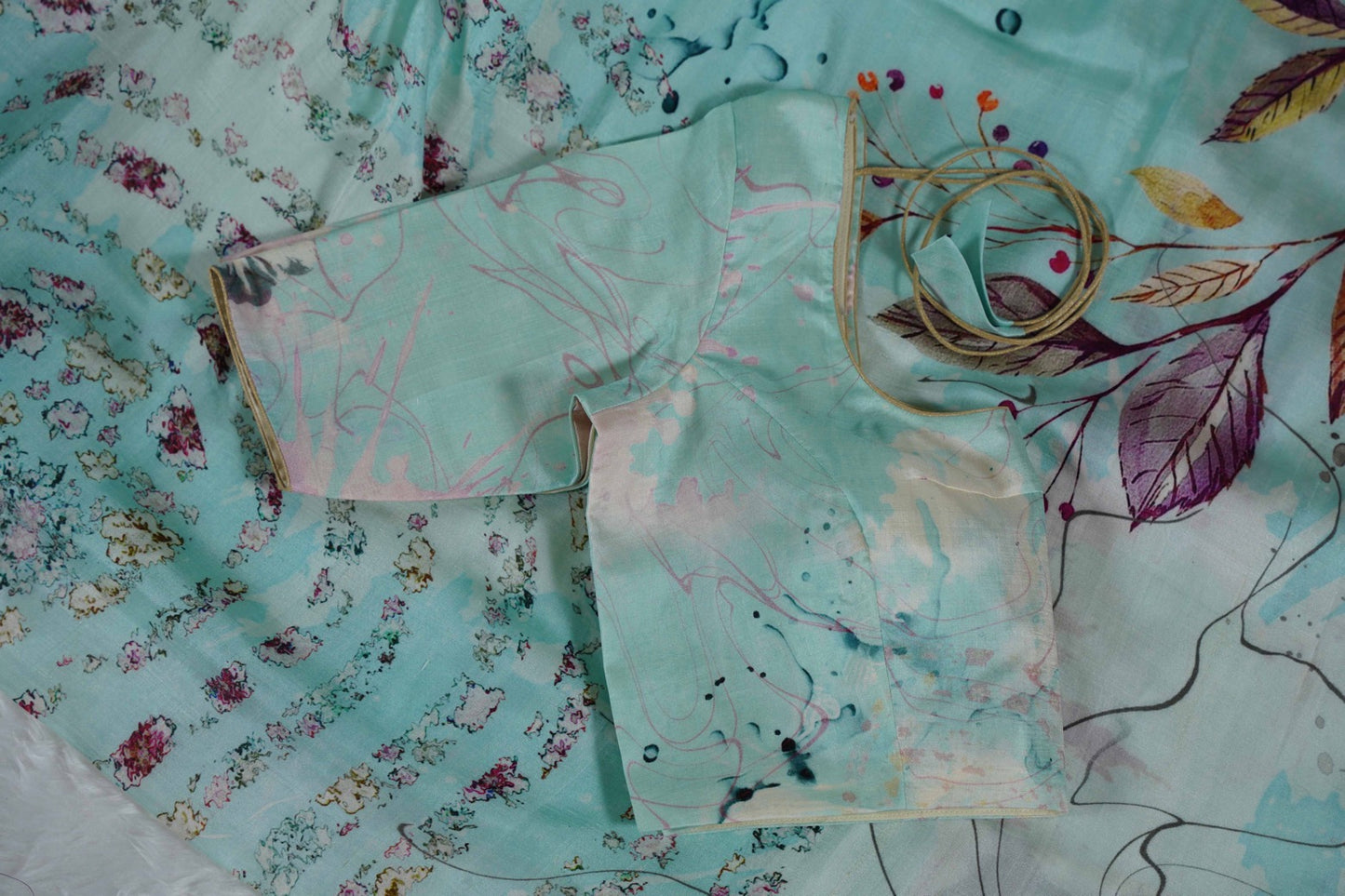 Mulberry Silk Digital print Pastel Blue Saree