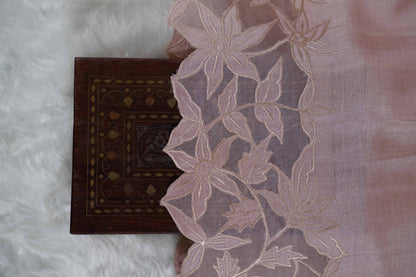 Tussar Applique Organza Border Saree in Light Pink