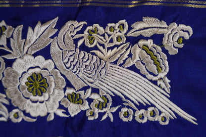 Kanchi Olive green kanchi with blue border and parsi ghara work