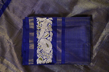 Kanchi Olive green kanchi with blue border and parsi ghara work