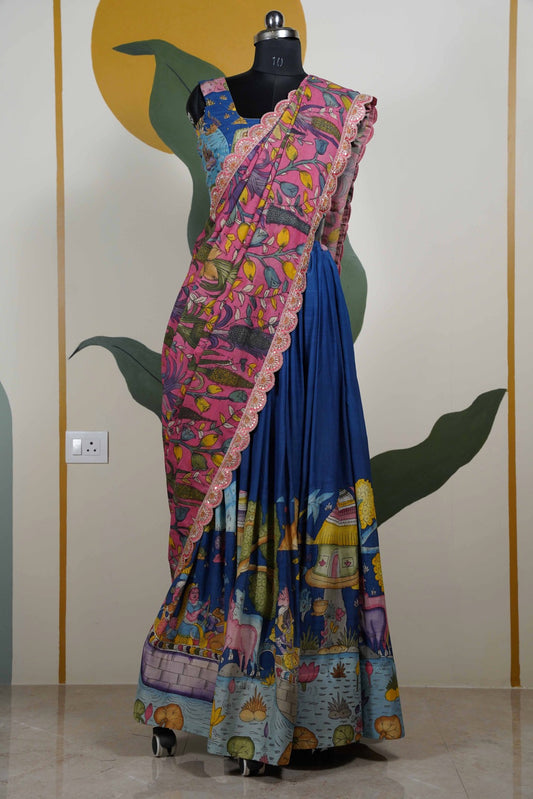Blue Kalamkari Lehenga