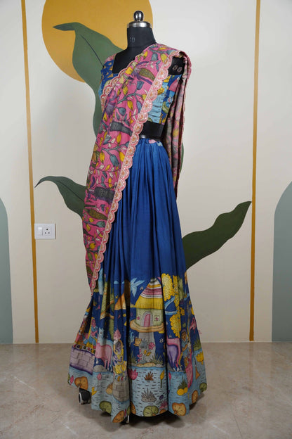 Blue Kalamkari Lehenga