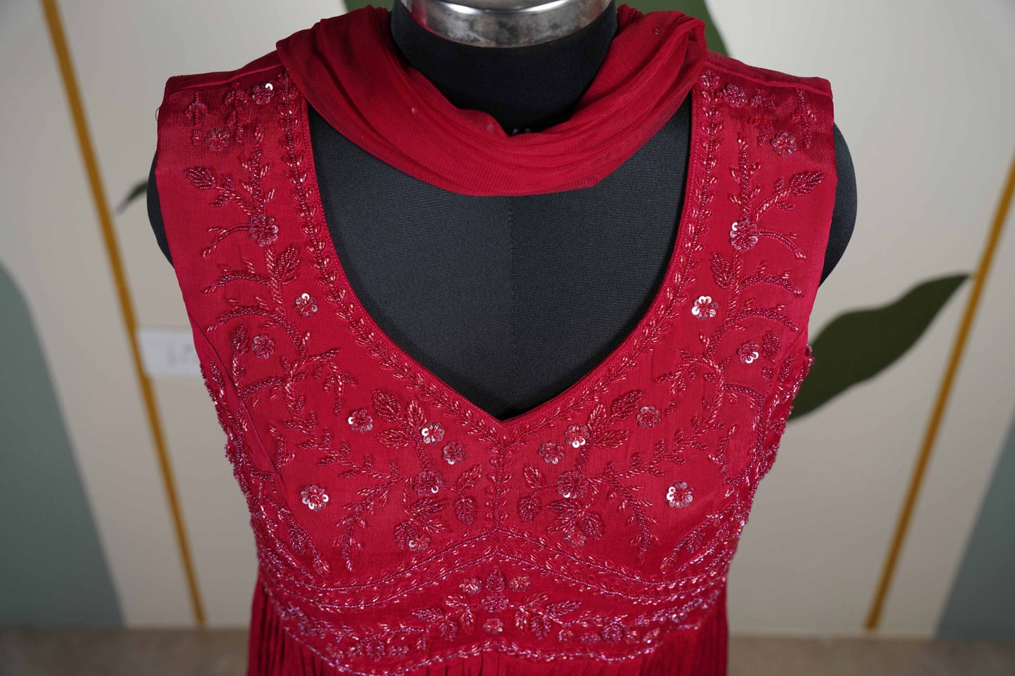 Red with cut dana Long Dress