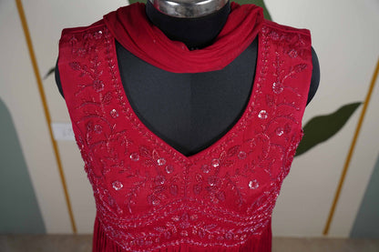 Red with cut dana Long Dress