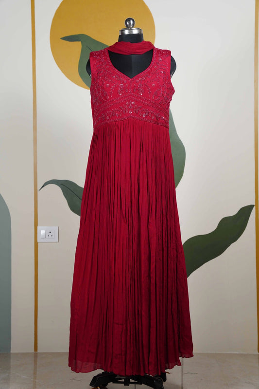 Red with cut dana Long Dress