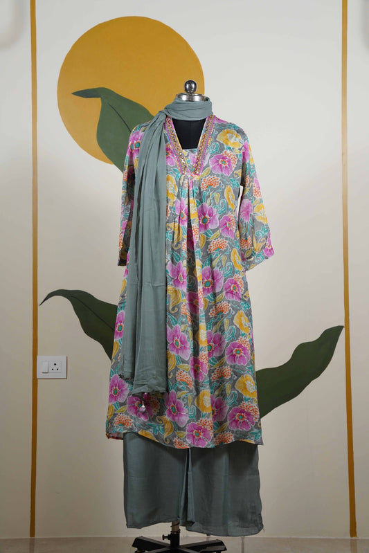 Floral Grey Dress