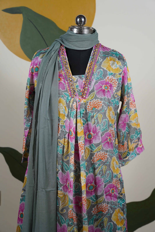 Floral Grey Dress