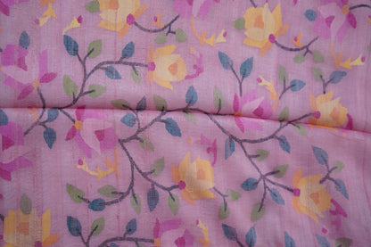 Falling Tussar Jamdani  Saree in Pink