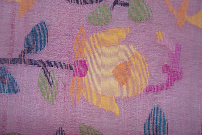 Falling Tussar Jamdani  Saree in Pink