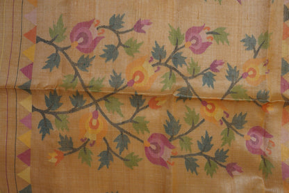 Falling Tussar Jamdani  Saree in Butter Yellow