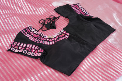 Pink Moonga Silk with Lines