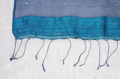 Matka Silk Shell Embroidery Teal Blue Saree