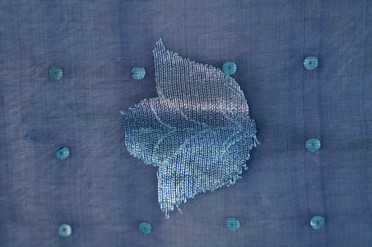Matka Silk Shell Embroidery Teal Blue Saree