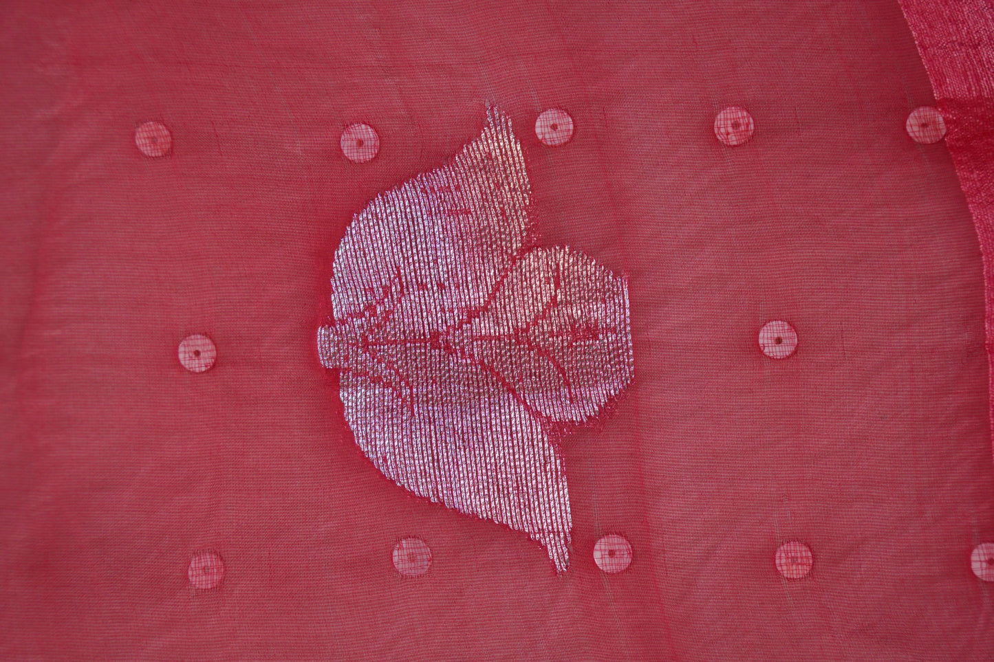 Matka Silk Shell Embroidery Salmon Pink Saree