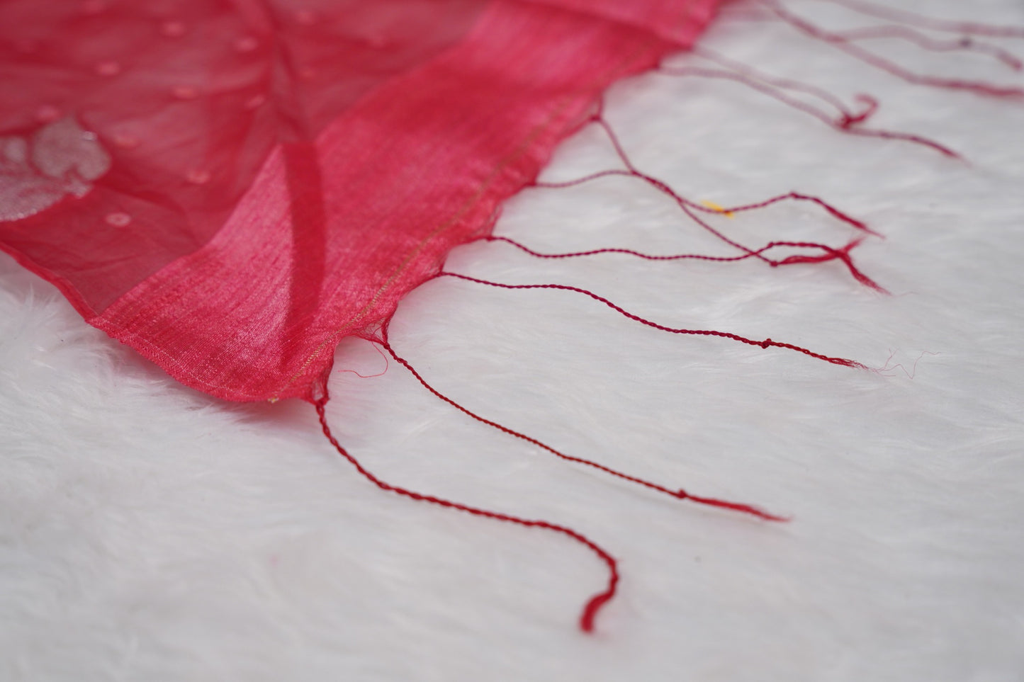 Matka Silk Shell Embroidery Salmon Pink Saree