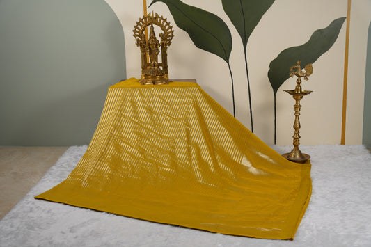 Yellow Banaras Moonga Silk with Lines
