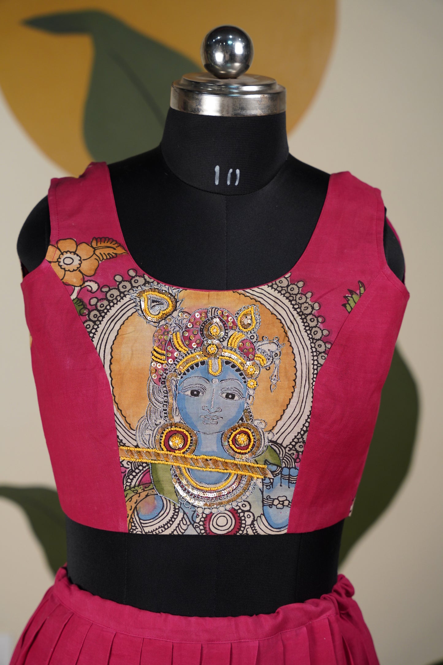 Pink Kalamkari Lehenga with Beige Duppatta