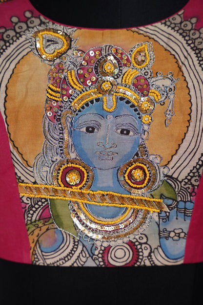 Pink Kalamkari Lehenga with Beige Duppatta