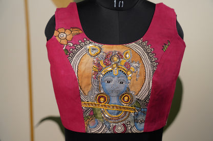 Pink Kalamkari Lehenga with Beige Duppatta