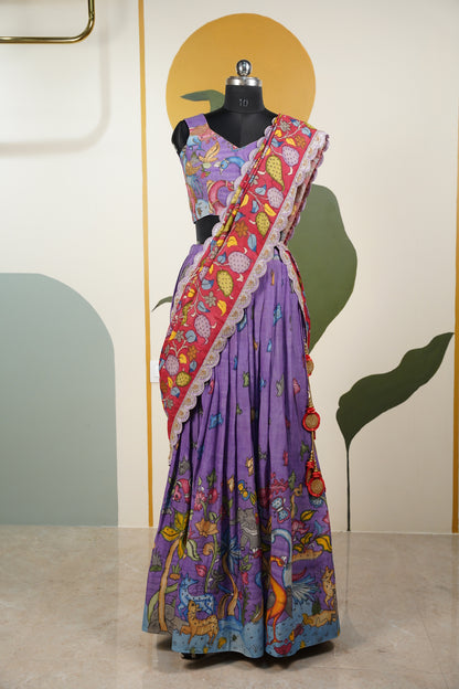 Lavendar Kalamkari Lehenga