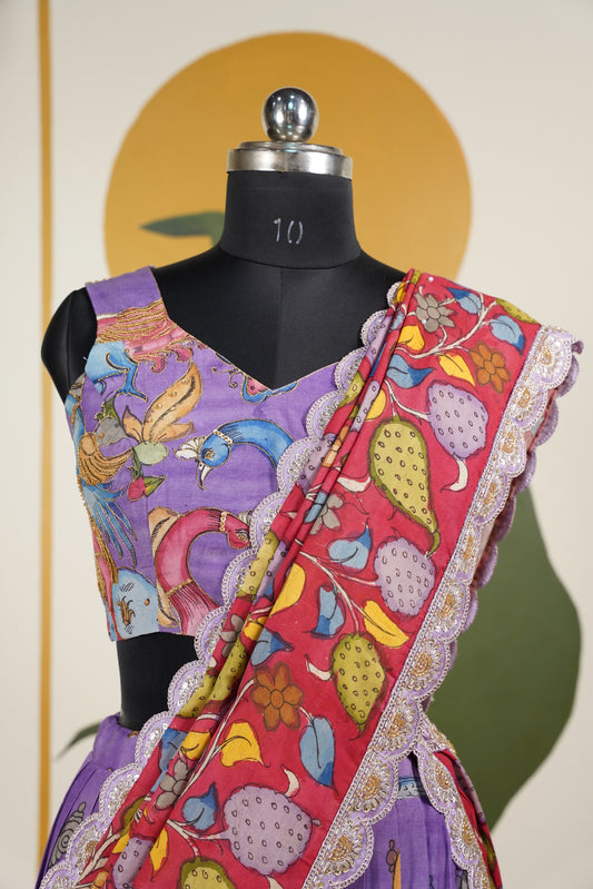 Lavendar Kalamkari Lehenga