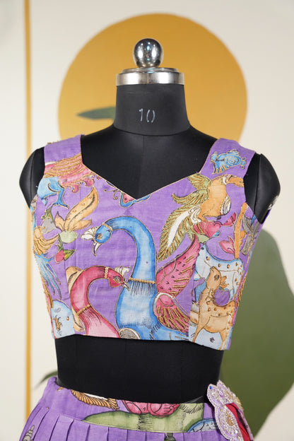Lavendar Kalamkari Lehenga