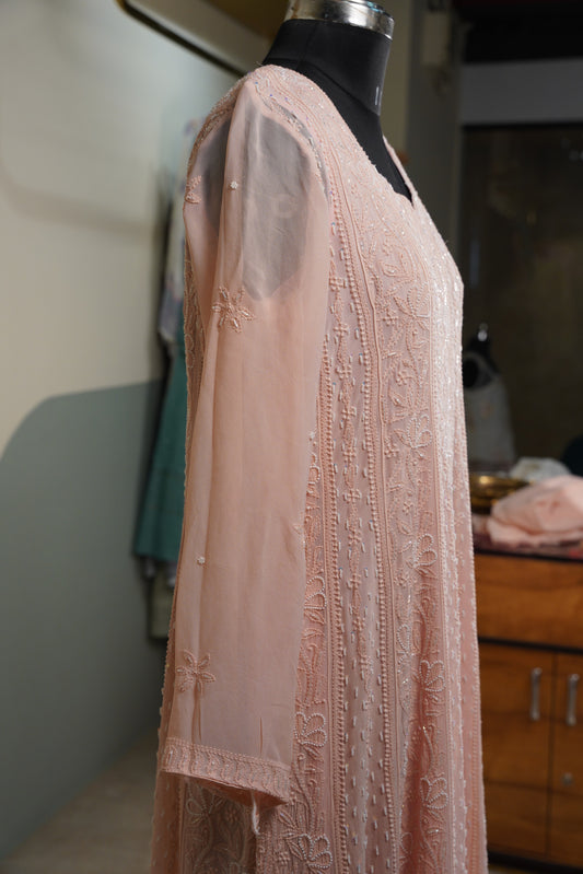 Peach Chikankari Dress