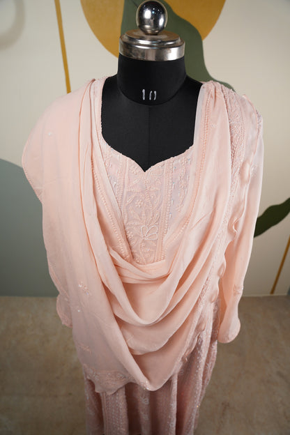 Peach Chikankari Dress
