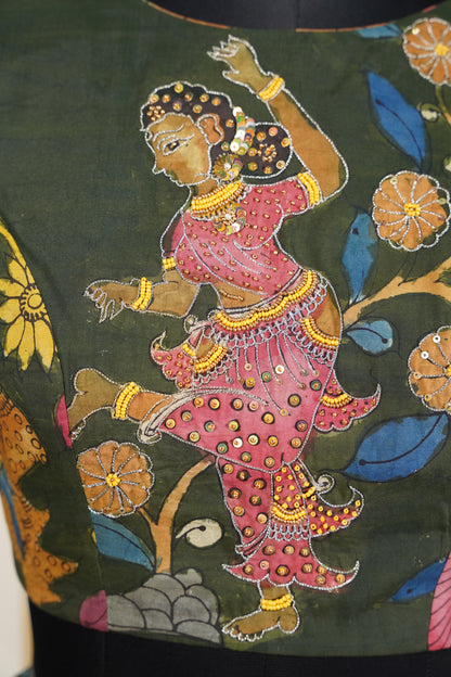 Black Kalamkari Lehenga