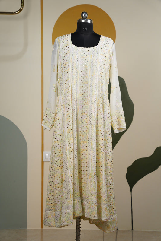 Butter yellow Chikankari Dress-A Pure Georgette