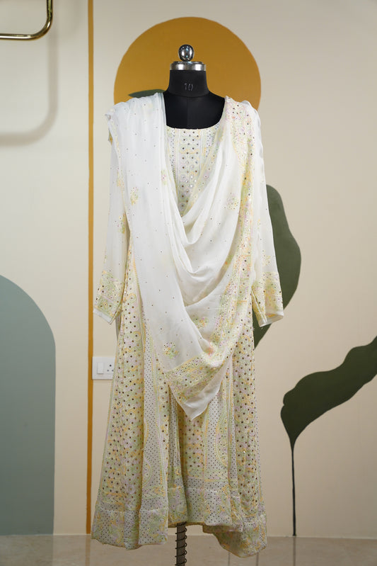 Butter yellow Chikankari Dress-A Pure Georgette