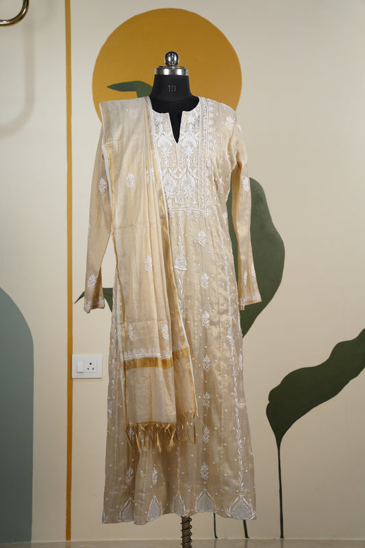Light Beige chikankari Dress