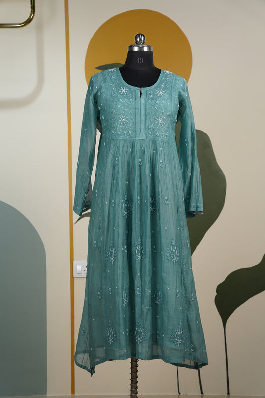Sea Green chikankari Dress