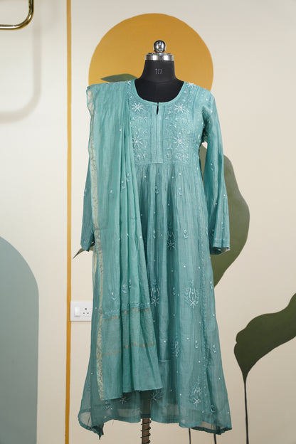 Sea Green chikankari Dress