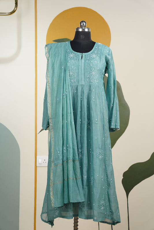 Sea Green chikankari Dress