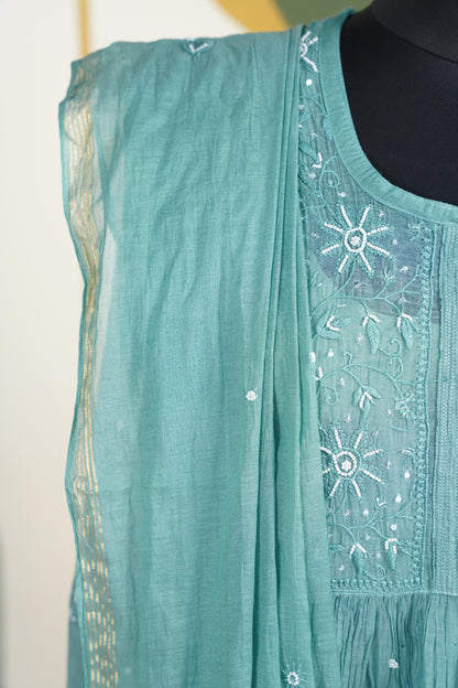 Sea Green chikankari Dress