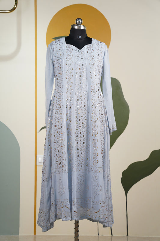 Powder Blue chikankari Dress