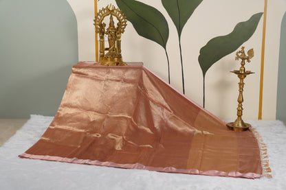 Banaras Tissue with Satin border - pink