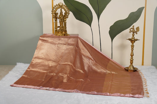 Banaras Tissue with Satin border - pink