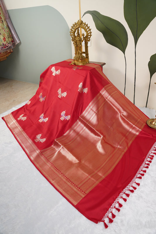 Red Banarasi birdcage