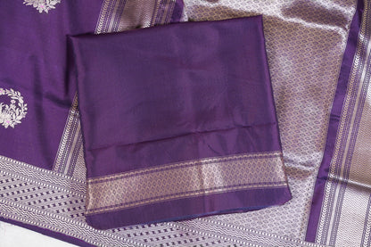 Purple Banarasi with intricate motifs