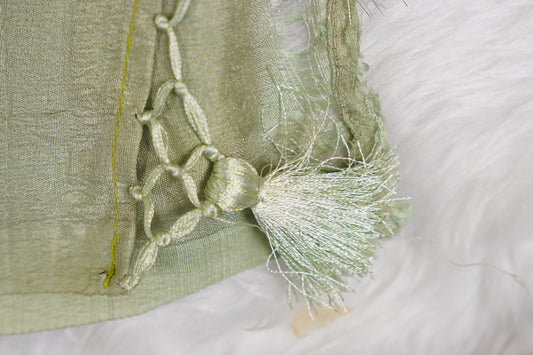 Pista green Banarasi Tussar Geogette