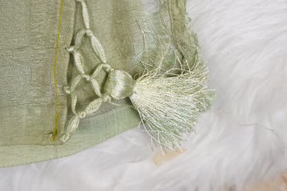 Pista green Banarasi Tussar Geogette