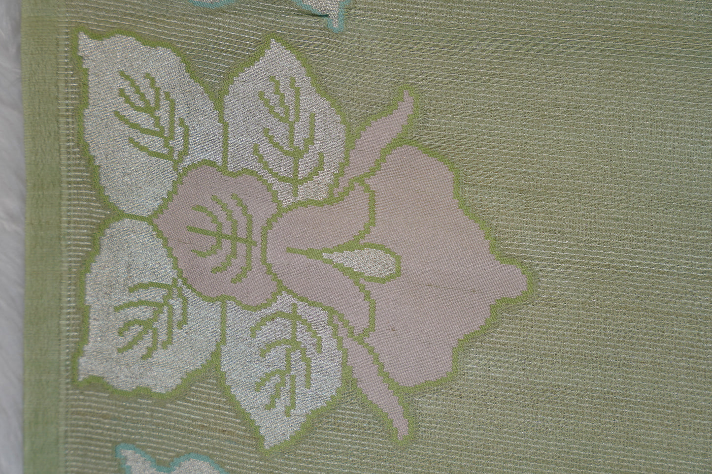 Pista green Banarasi Tussar Geogette