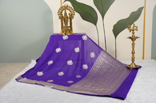 Purple Munga Silk with unique butti